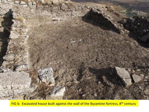 FIG 6: Monte Kassar: Excavated house against the inside of the fortress wall, 8th century