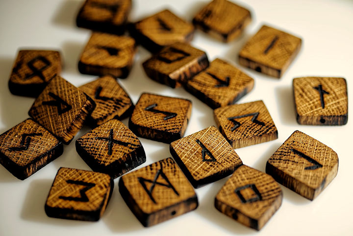 Wooden Norse runes