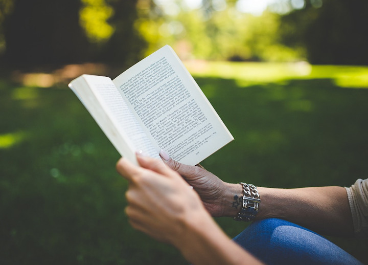 A person reads a book