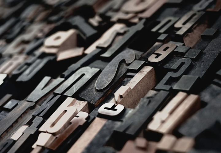 A jumble of typeset letters for printing