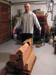 Kevin Cranmer with the timber supplied by Silva Timbers. Photo credit: Kevin Cranmer.