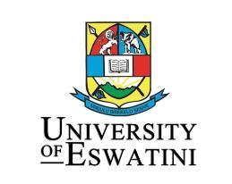 University of Eswatini logo, showing a sheild with a rising sun, lion rampant, elephant and open book