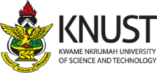 KNUST logo made up of a Pot of Fire, Callipers, a Golden Stool, an Eagle with outstretched wings, Green leaves, and a Slogan.